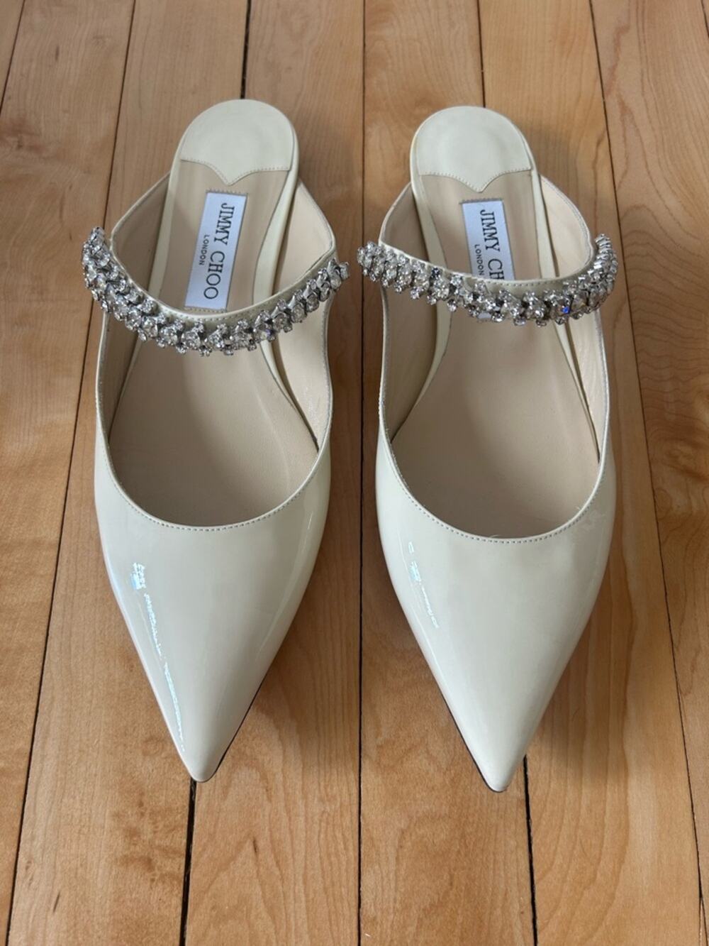 Jimmy Choo Off White “Linen” Bing Slip on Flats - 40